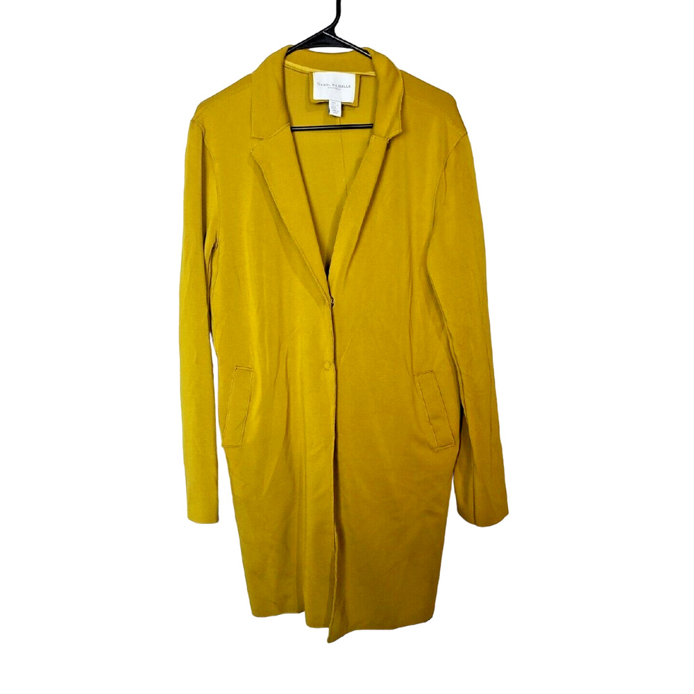 Carolina Belle Montreal Mustard Yellow Long Sleeve Coatigan Jacket Woman Size XL